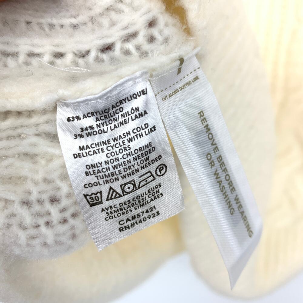 LOFT 1/4 Zip Pullover Sweater Womens Size Medium Cable Knit Cream Mock Neck NEW - Picture 7 of 8